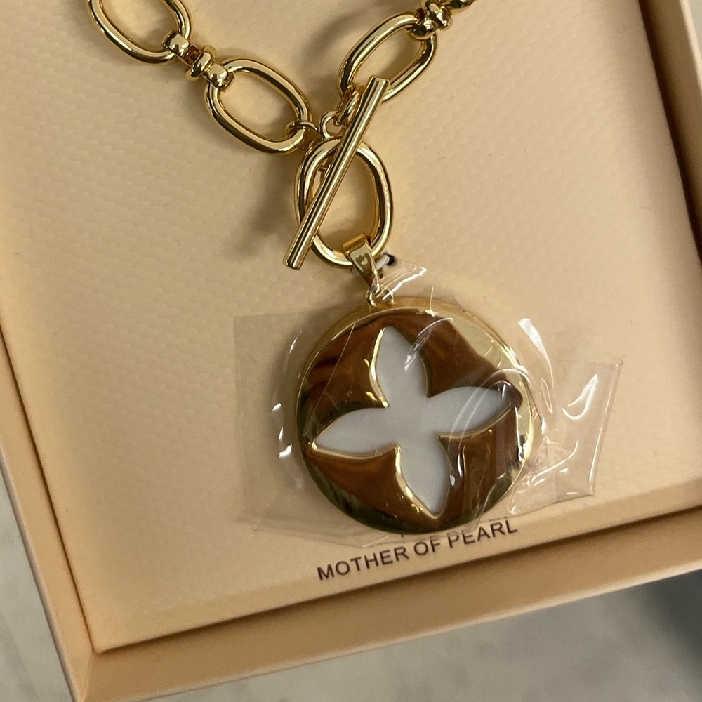 NWT ⚜️🤍⚜️ Camila Coelho Gorgeous Mother of Pearls medallion Necklace - Picture 13 of 16